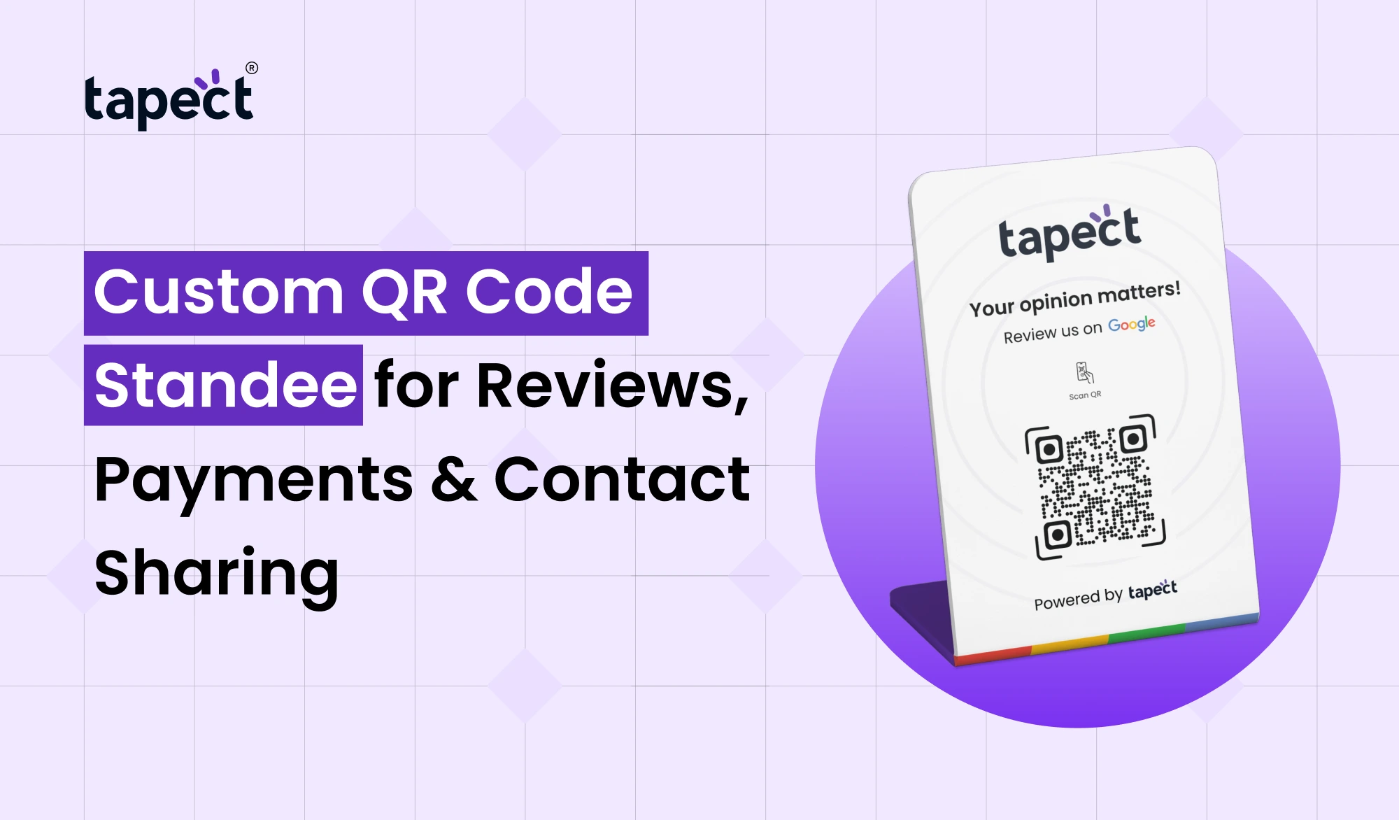 Custom QR Code Standee for Reviews, Payments & Contact Sharing