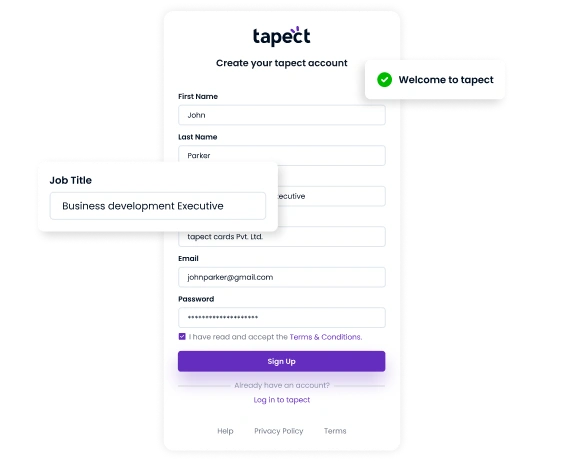 Register in the Tapect Console
